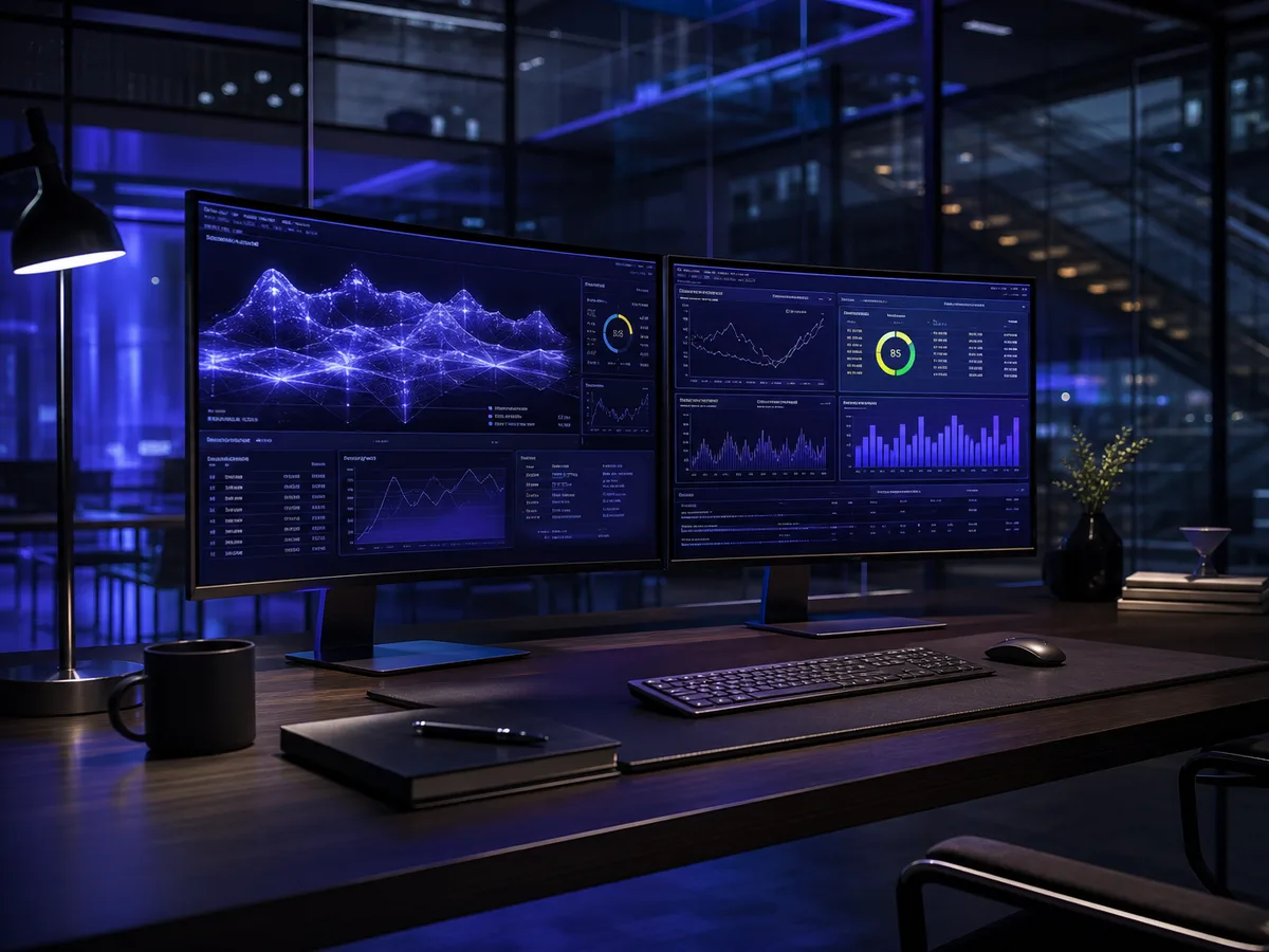 Finance & insurance analytics workspace with AI risk dashboards